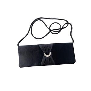 Vintage Benjamin Walk Satin Evening Handbag Rhinestone Accent Braided Handle